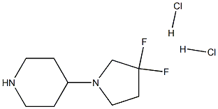 4-(3,3-difluoropyrrolidin-1-yl)piperidine 2HCl Structure