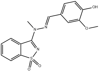 (E)-3-(2-(4-hydroxy-3-methoxybenzylidene)-1-methylhydrazinyl)benzo[d]isothiazole 1,1-dioxide Structure