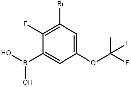 3-Bromo-2-fluoro-5-(trifluoromethoxy)phenylboronic acid 구조식 이미지