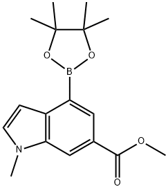 Methyl 1-methyl-4-(4,4,5,5-tetramethyl-1,3,2-dioxaborolan-2-yl)-1H-indole-6-carboxylate Structure