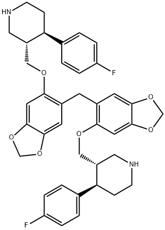 bis(6-(((3S,4R)-4-(4-fluorophenyl)piperidin-3-yl)methoxy)benzo[d][1,3]dioxol-5-yl)methane 구조식 이미지