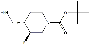 tert-butyl (3S,4S)-4-(aminomethyl)-3-fluoropiperidine-1-carboxylate 구조식 이미지