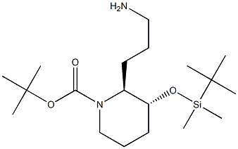 tert-butyl (2S,3R)-2-(3-aminopropyl)-3-[(tert-butyldimethylsilyl)oxy]piperidine-1-carboxylate Structure