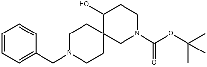 tert-butyl 9-benzyl-5-hydroxy-2,9-diazaspiro[5.5]undecane-2-carboxylate* 구조식 이미지