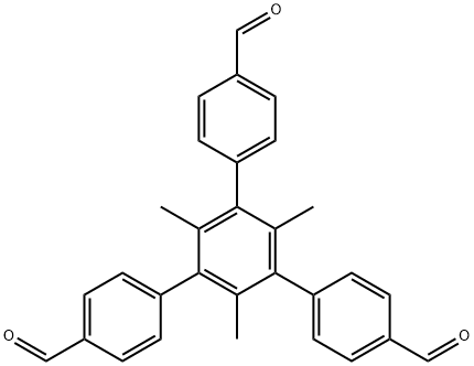 5'-(4-formylphenyl)-2',4',6'-trimethyl-[1,1':3',1''-terphenyl]-4,4''-dicarbaldehyde 구조식 이미지