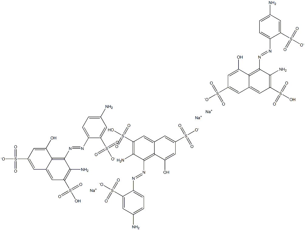 trisodium 3-amino-4-[(E)-(4-amino-2-sulfonatophenyl)diazenyl]-5-hydroxynaphthalene-2,7-disulfonate Structure