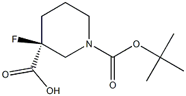 (S)-1-(tert-butoxycarbonyl)-3-fluoropiperidine-3-carboxylic acid 구조식 이미지