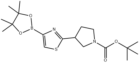 tert-butyl 3-(4-(4,4,5,5-tetramethyl-1,3,2-dioxaborolan-2-yl)thiazol-2-yl)pyrrolidine-1-carboxylate 구조식 이미지