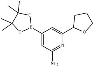 6-(tetrahydrofuran-2-yl)-4-(4,4,5,5-tetramethyl-1,3,2-dioxaborolan-2-yl)pyridin-2-amine 구조식 이미지