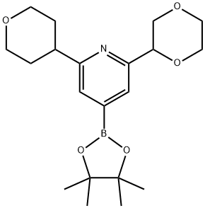 2-(Oxan-4-yl)-6-(1,4-dioxan-2-yl)pyridine-4-boronic acid pinacol ester Structure