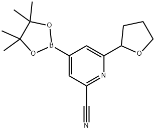 2-Cyano-6-(Oxolan-2-yl)pyridine-4-boronic acid pinacol ester 구조식 이미지