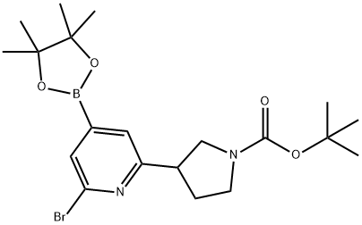 2-Bromo-6-(N-Boc-Pyrrolidin-3-yl)pyridine-4-boronic acid pinacol ester 구조식 이미지
