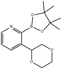 3-(1,4-Dioxan-2-yl)pyridine-2-boronic acid pinacol ester 구조식 이미지