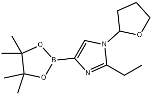 2-ethyl-1-(tetrahydrofuran-2-yl)-4-(4,4,5,5-tetramethyl-1,3,2-dioxaborolan-2-yl)-1H-imidazole 구조식 이미지