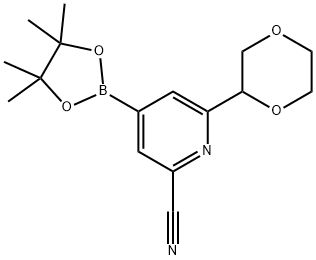 2-Cyano-6-(1,4-dioxan-2-yl)pyridine-4-boronic acid pinacol ester 구조식 이미지