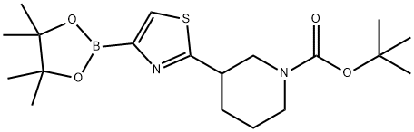 tert-butyl 3-(4-(4,4,5,5-tetramethyl-1,3,2-dioxaborolan-2-yl)thiazol-2-yl)piperidine-1-carboxylate Structure