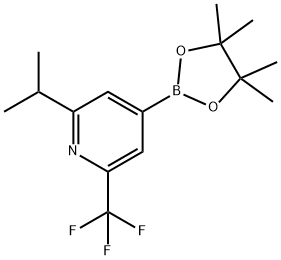 2-isopropyl-4-(4,4,5,5-tetramethyl-1,3,2-dioxaborolan-2-yl)-6-(trifluoromethyl)pyridine Structure