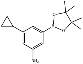 3-cyclopropyl-5-(4,4,5,5-tetramethyl-1,3,2-dioxaborolan-2-yl)aniline Structure