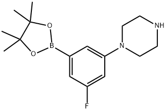 3-Fluoro-5-(piperazin-1-yl)phenylboronic acid pinacol ester Structure