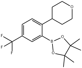 4,4,5,5-tetramethyl-2-(2-(tetrahydro-2H-pyran-4-yl)-5-(trifluoromethyl)phenyl)-1,3,2-dioxaborolane 구조식 이미지