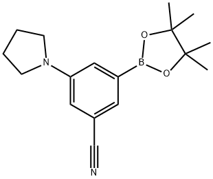 3-(pyrrolidin-1-yl)-5-(4,4,5,5-tetramethyl-1,3,2-dioxaborolan-2-yl)benzonitrile Structure