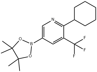 2-cyclohexyl-5-(4,4,5,5-tetramethyl-1,3,2-dioxaborolan-2-yl)-3-(trifluoromethyl)pyridine Structure