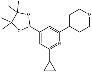 2-cyclopropyl-6-(tetrahydro-2H-pyran-4-yl)-4-(4,4,5,5-tetramethyl-1,3,2-dioxaborolan-2-yl)pyridine 구조식 이미지
