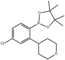2-(4-chloro-2-(tetrahydro-2H-pyran-4-yl)phenyl)-4,4,5,5-tetramethyl-1,3,2-dioxaborolane 구조식 이미지