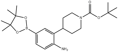 tert-butyl 4-(2-amino-5-(4,4,5,5-tetramethyl-1,3,2-dioxaborolan-2-yl)phenyl)piperidine-1-carboxylate Structure