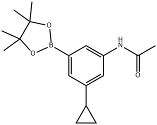 N-(3-Cyclopropyl-5-(4,4,5,5-tetramethyl-1,3,2-dioxaborolan-2-yl)phenyl)acetamide 구조식 이미지