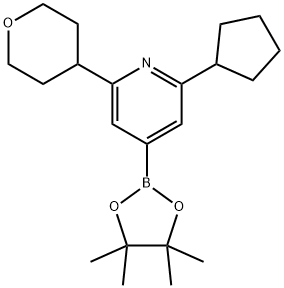 2-Cyclopentyl-6-(oxan-4-yl)pyridine-4-boronic acid pinacol ester 구조식 이미지