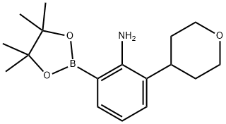 2-Amino-3-(oxan-4-yl)phenylboronic acid pinacol ester 구조식 이미지