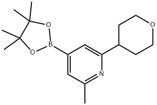 2-methyl-6-(tetrahydro-2H-pyran-4-yl)-4-(4,4,5,5-tetramethyl-1,3,2-dioxaborolan-2-yl)pyridine 구조식 이미지