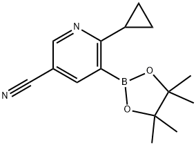 2-Cyclopropyl-5-cyanopyridine-3-boronic acid pinacol ester 구조식 이미지