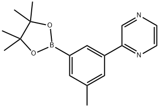 2-(3-methyl-5-(4,4,5,5-tetramethyl-1,3,2-dioxaborolan-2-yl)phenyl)pyrazine 구조식 이미지