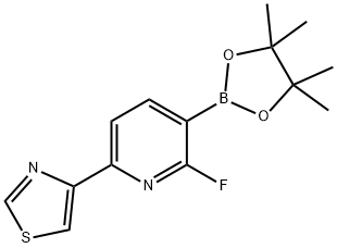 2-Fluoro-6-(thiazol-4-yl)pyridine-3-boronic acid pinacol ester 구조식 이미지