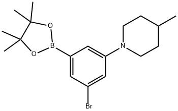 3-Bromo-5-(4-methylpiperidin-1-yl)phenylboronic acid pinacol ester 구조식 이미지