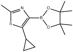 2-Methyl-5-(cyclopropyl)thiazole-4-boronic acid pinacol ester 구조식 이미지