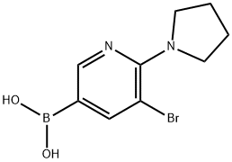 5-Bromo-6-(pyrrolidino)pyridine-3-boronic acid 구조식 이미지