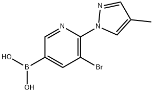 5-Bromo-6-(4-methyl-1H-pyrazol-1-yl)pyridine-3-boronic acid 구조식 이미지
