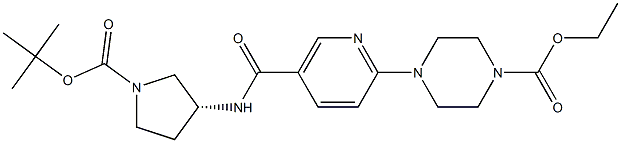 ethyl 4-(5-{[(3R)-1-[(tert-butoxy)carbonyl]pyrrolidin-3-yl]carbamoyl}pyridin-2-yl)piperazine-1-carboxylate Structure