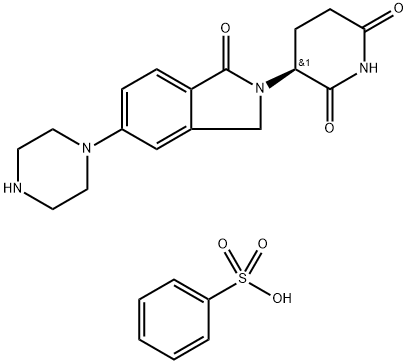 (S)-3-(1-oxo-5-(piperazin-1-yl)isoindolin-2-yl)piperidine-2,6-dione benzenesulfonate 구조식 이미지