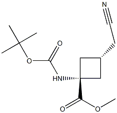 methyl trans-1-{[(tert-butoxy)carbonyl]amino}-3-(cyanomethyl)cyclobutane-1-carboxylate 구조식 이미지