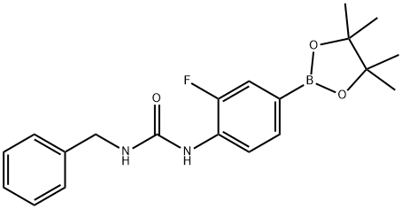 1-benzyl-3-(2-fluoro-4-(4,4,5,5-tetramethyl-1,3,2-dioxaborolan-2-yl)phenyl)urea Structure