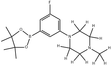 1-(3-fluoro-5-(4,4,5,5-tetramethyl-1,3,2-dioxaborolan-2-yl)phenyl)-4-(methyl-d3)piperazine-2,2,3,3,5,5,6,6-d8 Structure