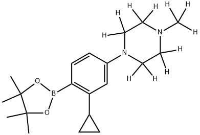 1-(3-cyclopropyl-4-(4,4,5,5-tetramethyl-1,3,2-dioxaborolan-2-yl)phenyl)-4-(methyl-d3)piperazine-2,2,3,3,5,5,6,6-d8 Structure