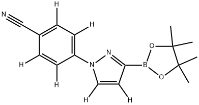 4-(3-(4,4,5,5-tetramethyl-1,3,2-dioxaborolan-2-yl)-1H-pyrazol-1-yl-4,5-d2)benzonitrile-d4 구조식 이미지
