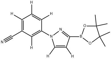 3-(3-(4,4,5,5-tetramethyl-1,3,2-dioxaborolan-2-yl)-1H-pyrazol-1-yl-4,5-d2)benzonitrile-d4 구조식 이미지