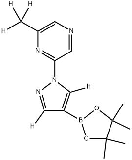 2-(methyl-d3)-6-(4-(4,4,5,5-tetramethyl-1,3,2-dioxaborolan-2-yl)-1H-pyrazol-1-yl-3,5-d2)pyrazine Structure