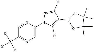 2-(methyl-d3)-5-(4-(4,4,5,5-tetramethyl-1,3,2-dioxaborolan-2-yl)-1H-pyrazol-1-yl-3,5-d2)pyrazine Structure